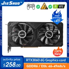 Placa de vídeo RTX 3060 6GB Jieshuo