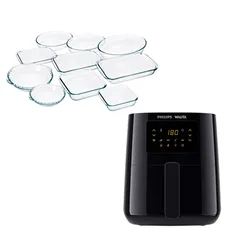 Kit Air Fryer Philips Walita RI9252 4,1 Litros Digital Preto, 220V + Conjunto de Assadeiras de Vidro