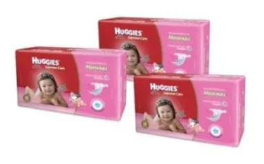 3 Fraldas Huggies Supreme Care Meninas Tam M - 240 Unidades - R$165