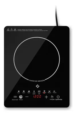 Cooktop De Indução 1 Boca Preto Com Trava De Segurança Painel Touch Screen 220v