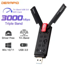 Adaptador Wifi Usb AX3000 Tri-Band Wifi Dongle 2.4G/5G/6G 2400Mbps