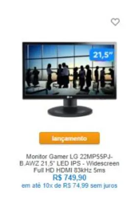 Monitor LG 21,5” IPS 5ms Lançamento 22MP55PJ-B.AWZ
