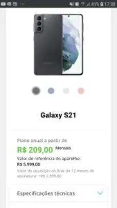 Aluguel Smartphone Galaxy S21 - 209/ Mês - R$209