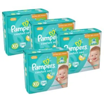 Fralda Pampers Confort Sec Mega XG - 136 Unidades - R$ 120 (R$ 0,88 por tira)