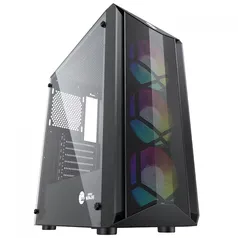 Gabinete Gamer Ninja Leaf, RGB, Mid Tower, Vidro Temperado, ATX, Sem Fonte, Com 3 Fans