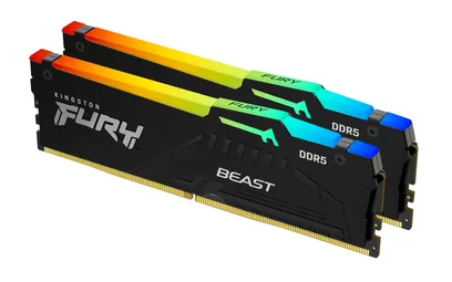 Product photo Memória Fury Beast Rgb 32GB 2x16gb 6000mhz Ddr5 CL40 Preto Kingston