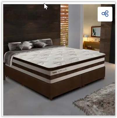 Cama Box Casal Queen 1,58m Colchão Molas Pocket