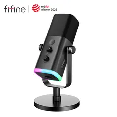 Fifine Usb/xlr Microfone Dinâmico Com Botão De Toque Mudo, Fone De Ouvido