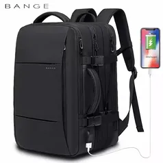 [Moedas R$207,37] BANGE-Mochila de Viagem USB Expansível, Grande Capacidade, Impermeável