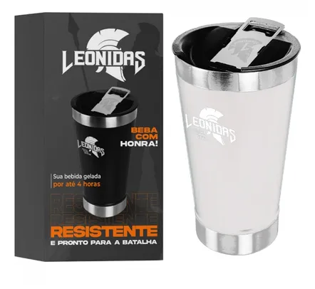 Copo Térmico Leonidas, 473ml, Quente ou Frio, Metal, Branco