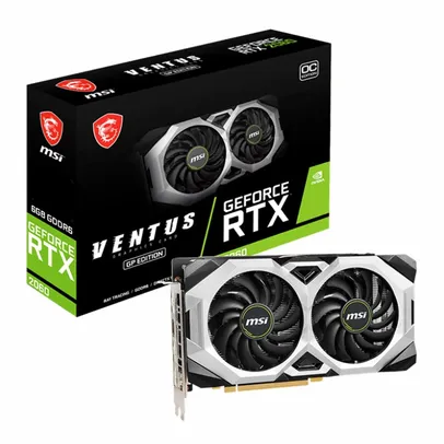 Placa de Vídeo MSI NVIDIA GeForce RTX 2060 Ventus GP OC, 6GB GDDR6, 3x DisplayPort, HDMI