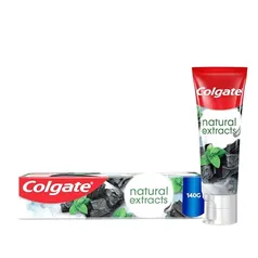 (REC)Colgate Creme Dental Vegano Natural Extracts Carvão e Menta, Dentes Mais Brancos, Sem Glúten, Com Flúor, 140g