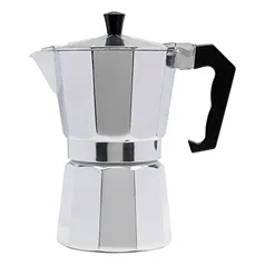 Mimo Style Italiana Expresso Cafeteira de Aluminio com Alça para 6 Cafézinhos, Prata, 300 ml