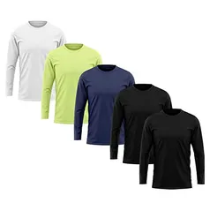 Kit 5 Camisetas Masculina DF Fit Manga Longa Segunda Pele Proteção Solar UV 50+