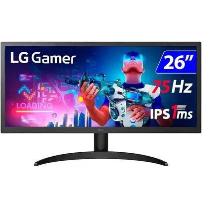 Monitor LG Ultrawide 26 Polegadas, Ips Full HD 21:9 (2560 X 1080), HDR10, AMD Freesync 1ms (MBr) 75hz - 26wq500-b.awzm