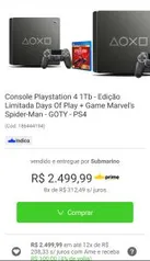 Playstation 4 1Tb - Edição Limitada Days Of Play + Game Marvel's Spider-Man - GOTY - PS4 R$1999