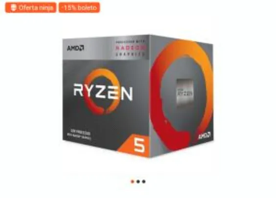 Processador AMD Ryzen 5 3400G, Cache 6MB, 3.7GHz (4.2GHz Max Turbo), AM4 - R$950