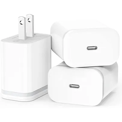 Pack com 3 carregadores 20W USB C para iPhone 13/13 Mini/13 Pro/13 Pro