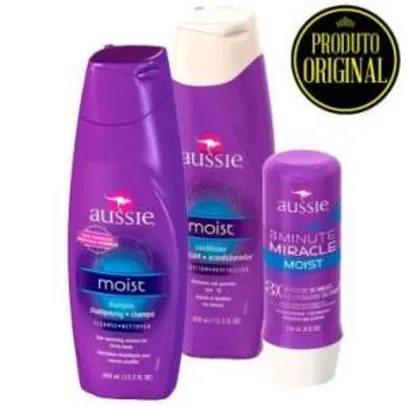 [Clube do Ricardo] Kit Aussie Moist: Shampoo 400ml + Condicionador 400ml + Tratamento 3 Minutes Miracle 236ml - R$90
