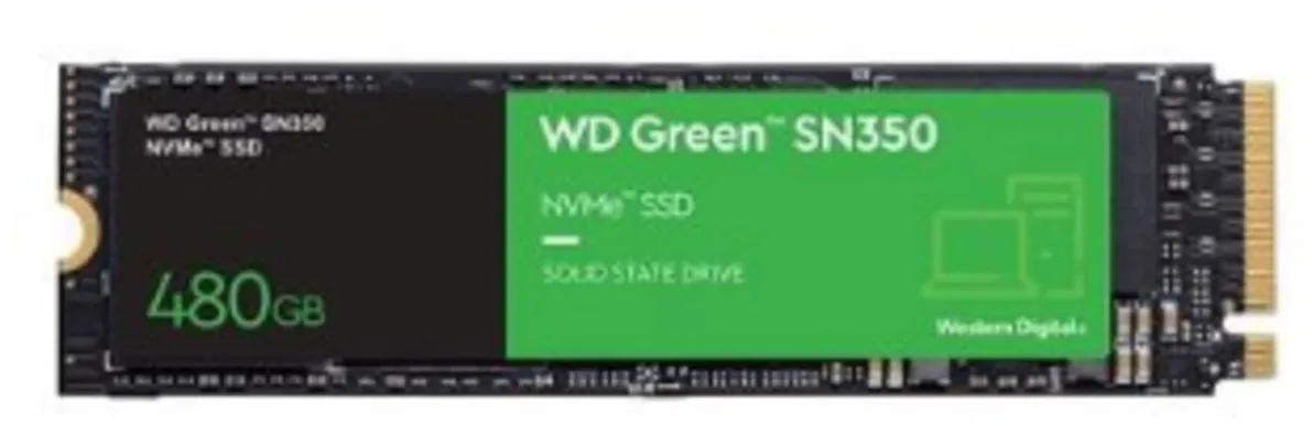 SSD WD Green 480GB, PCIe, NVMe, Leitura: 2400MB/s, Escrita: 1650MB/s 