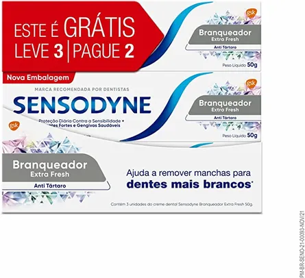 Kit Pasta de Dente Sensodyne Branqueador Extra Fresh com 3 unidades de 90g cada