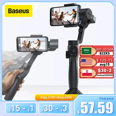 Estabilizador para Smartphone Baseus 3 Axis Cardan + Tripé