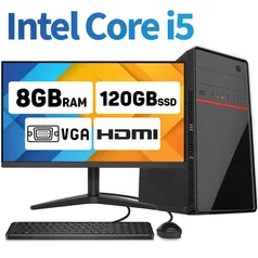 Computador Completo Intel Core i5 8GB ssd 120GB Monitor LED Hdmi L2F