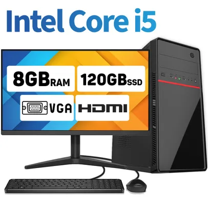 Computador Completo Intel Core i5 8GB ssd 120GB Monitor LED Hdmi L2F