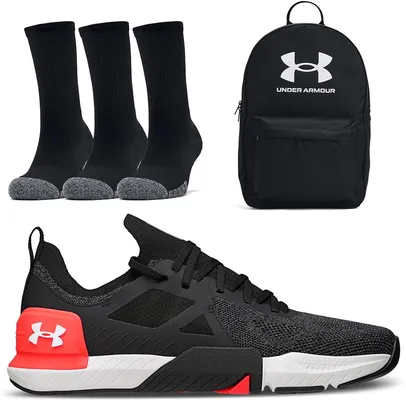 Kit Tênis Tribase Cross Quiron + Mochila Loudon + Meia Cano alto - 3 pares Unissex Under Armour