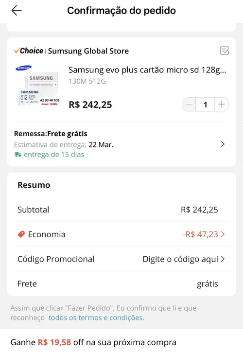 Imagem na descrição da promoção