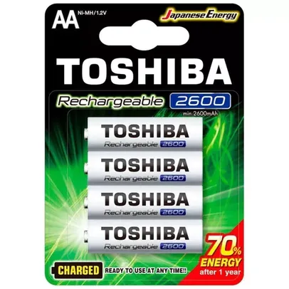 PILHA RECARREGÁVEL AA TOSHIBA TNH6GAE 1,2 2600mAh COM 4 UND