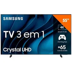 Smart TV 55 polegadas 4K Samsung Crystal UHD, com Gaming Hub, UN55CU8000