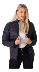 Jaqueta Feminina Puffer Bobojaco Capuz Com Nylon Impermeável (Tam P ao GG)