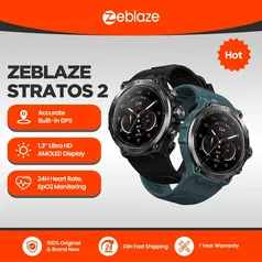 [Impostos inclusos] Smartwatch Zeblaze Stratos 2, GPS, monitor AMOLED