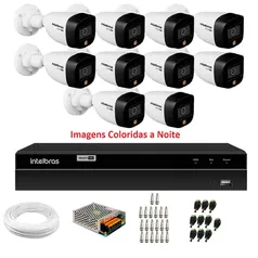 Kit 10 Câmeras Intelbras VHD 1220 B Full Color Bullet Full HD 1080p Multi HD IR 20m + Dvr MHDX 1216