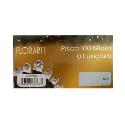 Pisca 100 LED Fio Verde com 8 Funções 127V BCO 8m Florarte