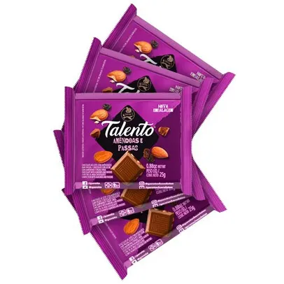 Kit 5 Unidades - Chocolate Talento com Amêndoas e Passas 25g