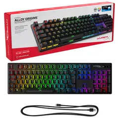 Teclado Gamer Mecânico HyperX Alloy Origins, RGB, Switch HyperX Blue, ABNT2, Black, HX-KB6BLX-BR