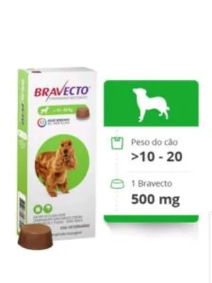 Pet ShopAntipulga e Carrapaticida Bravecto para Cães de 10 a 20kg - 500 mg - Msd R$99