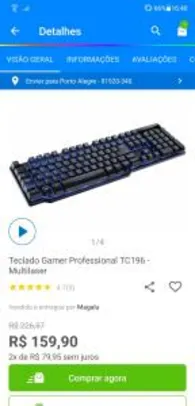 Teclado Gamer Professional TC196 - Multilaser | R$160