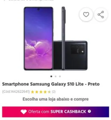 (AME) Smartphone Samsung Galaxy S10 Lite - Preto | R$1.874