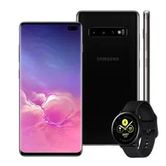 Smartphone Samsung Galaxy S10+ 128GB Preto + Smartwatch Samsung Galaxy Watch Active - R$3419