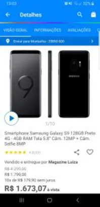 Smartphone Samsung Galaxy S9 128GB | R$1.673