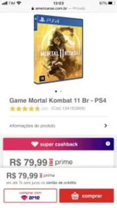 [R$64 com AME] Game Mortal Kombat 11 Br - PS4 | R$80