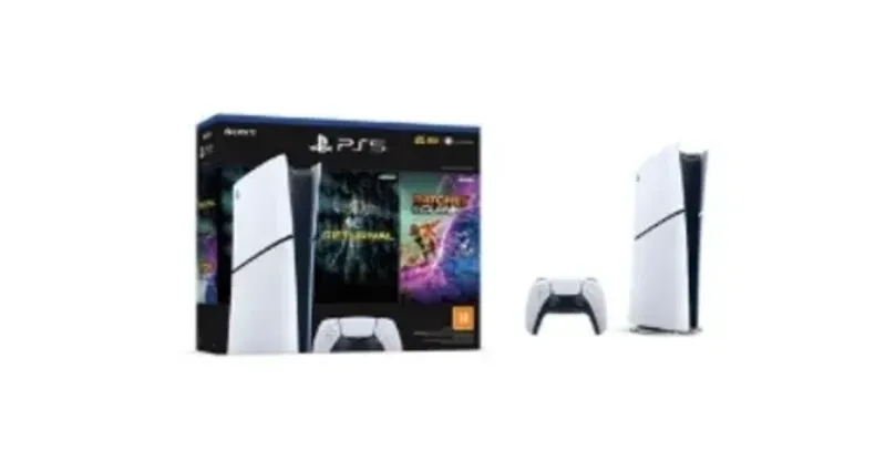 Console PlayStation 5 Slim, Edição Digital, Branco + 2 Jogos - 1000038914