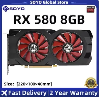 Placa de Vídeo Rx580 8GB SOYO