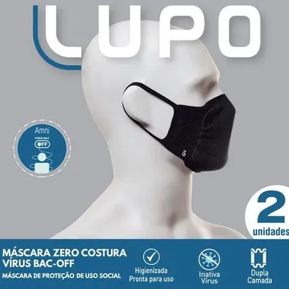 Máscara Lupo Zero Costura Vírus Bac-Off | kit 2 unidades | R$21