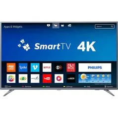 Smart TV LED 50" Philips 50PUG6513/78 Ultra HD 4k com Conversor Digital 3 HDMI 2 USB Wi-Fi 60hz - Prata