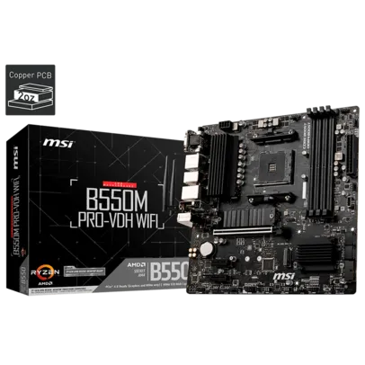 Placa Mãe MSI B550M PRO-VDH WIFI, Chipset B550, AMD AM4, mATX, DDR4