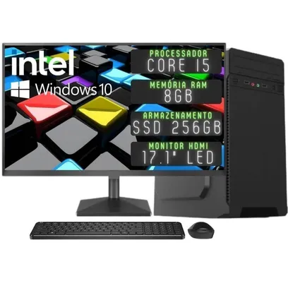 Foto do produto Computador Completo 3green Desktop Intel Core I5 8GB Monitor HDMI Ssd 256GB Windows 10 3D-050